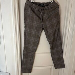 Forever21 Men's Brown Plaid Drawstring Chinos